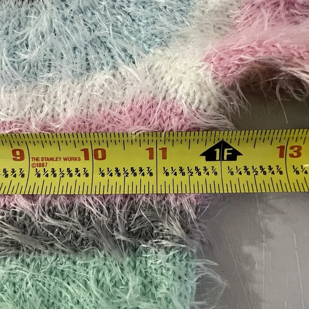 Justice Girls Fuzzy Pastel‎ Multicolor Striped Sweater Girls 5 Cozy Soft NWT